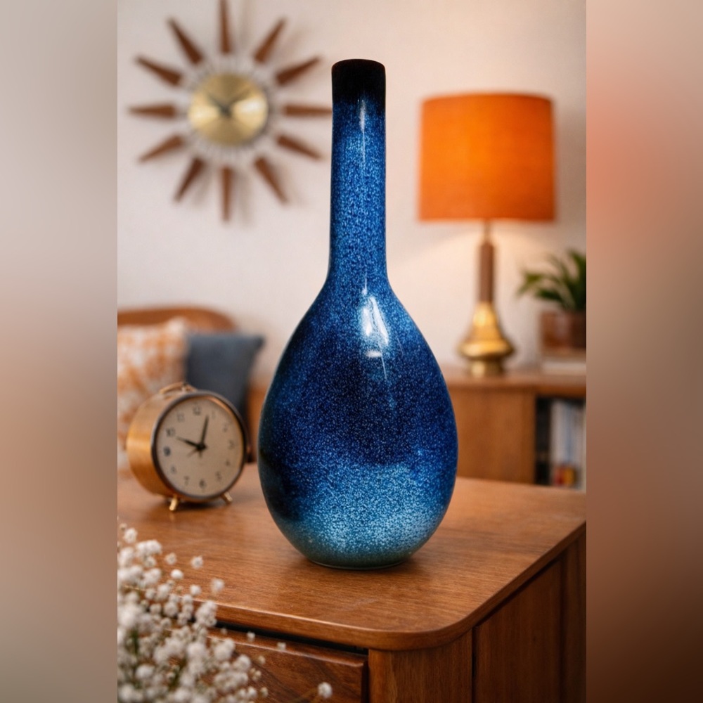 Midwestern Home Oval‎ Celestial Blue Vase fHome Decor  14” T